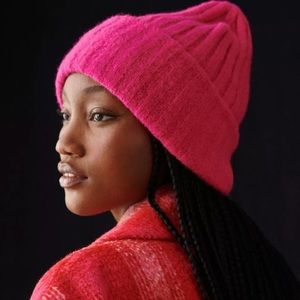 Anthropologie Hot Pink Beanie